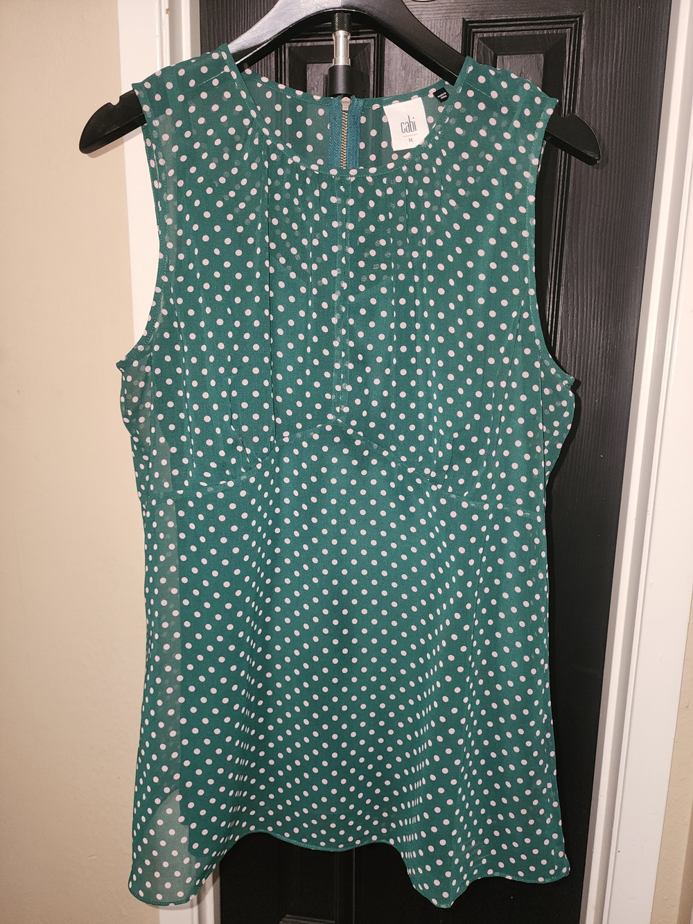 CAbi Teal Green Polka Dot Sleeveless Camisole